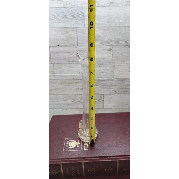 Swung Vase Clear Glass Six fingers garland star base Bud US Glass Co. 8" - Picture 9 of 9